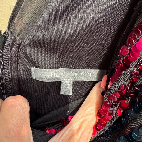 Julia Jordan Rainbow Sequin Stripe Fit & Flare Cocktail Dress - Picture 4 of 10